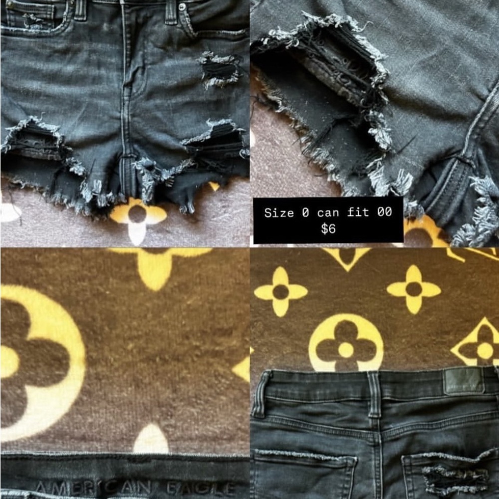 American Eagle Charcoal Distressed Denim Shorts